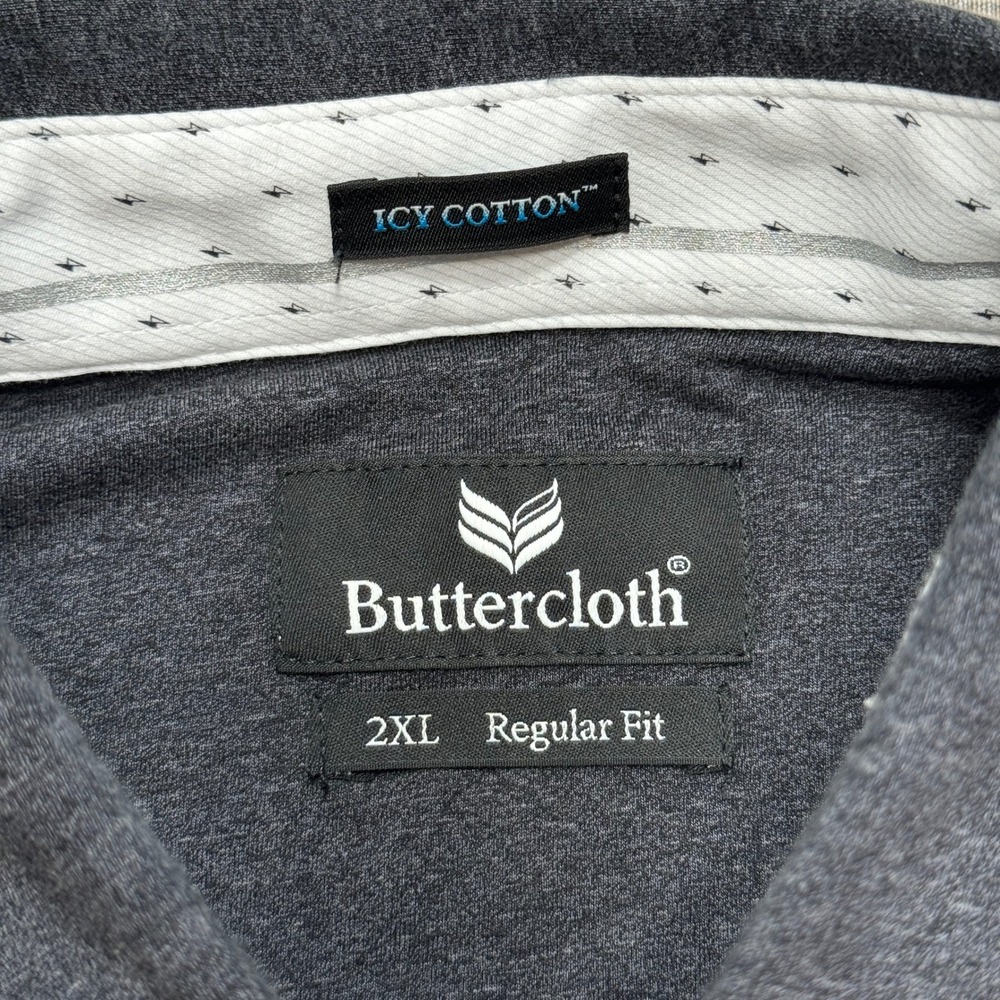 Buttercloth Shirt Men's 2XL Gray Long Sleeve Regular Fit Button Down Icy Cotton - Picture 5 of 6